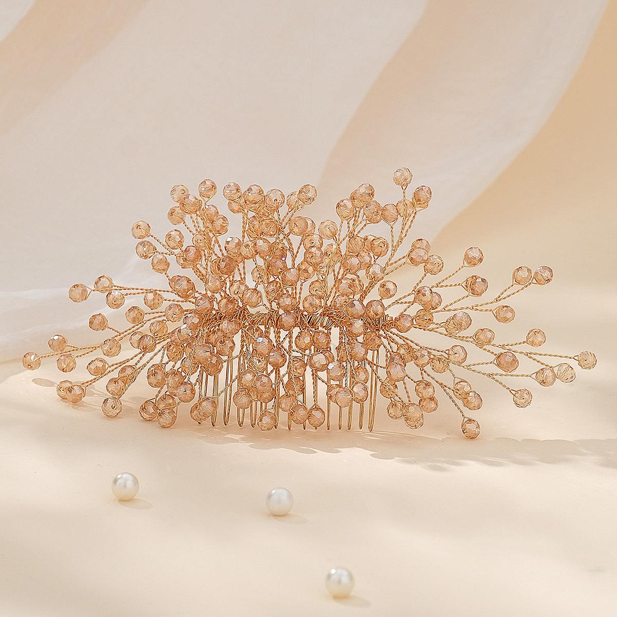 Bridal headwear Handmade crystal hair comb Wedding dress updo accessories Luxury and beautiful hair comb 756137741353 - COCOMELODY