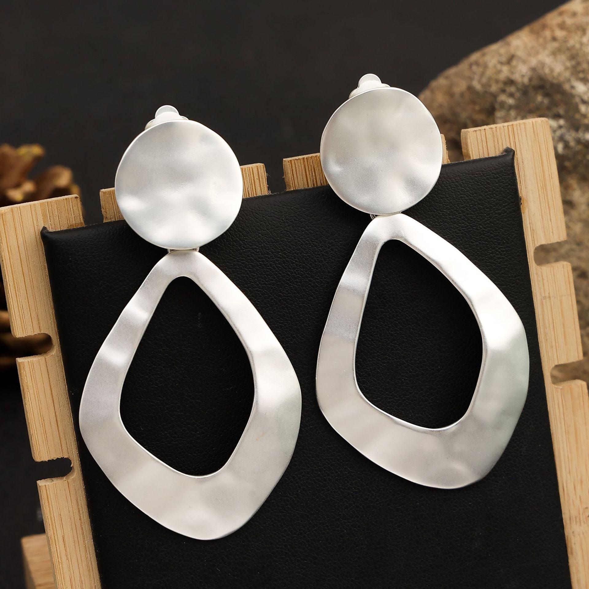 Atmospheric exaggerated ear clips Fashion geometric metal earrings 671815042653 - COCOMELODY