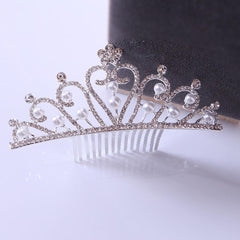 Bride's hair tiara Bride's little tiara with comb rhinestone pearl tiara 651428713487 - COCOMELODY