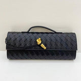 Leather clutch bag Hold leather woven square dinner bag 788440003397 - COCOMELODY