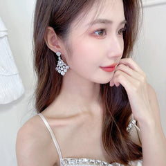 Diamond feather earrings 712913607847 - COCOMELODY
