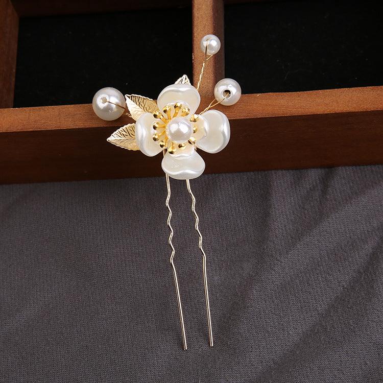 Handcrafted pearl set with Gold leaf hair comb 725487239358 - COCOMELODY