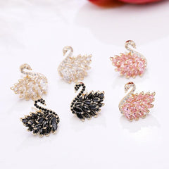 Swan tassel silver needle earrings 718899853686 - COCOMELODY