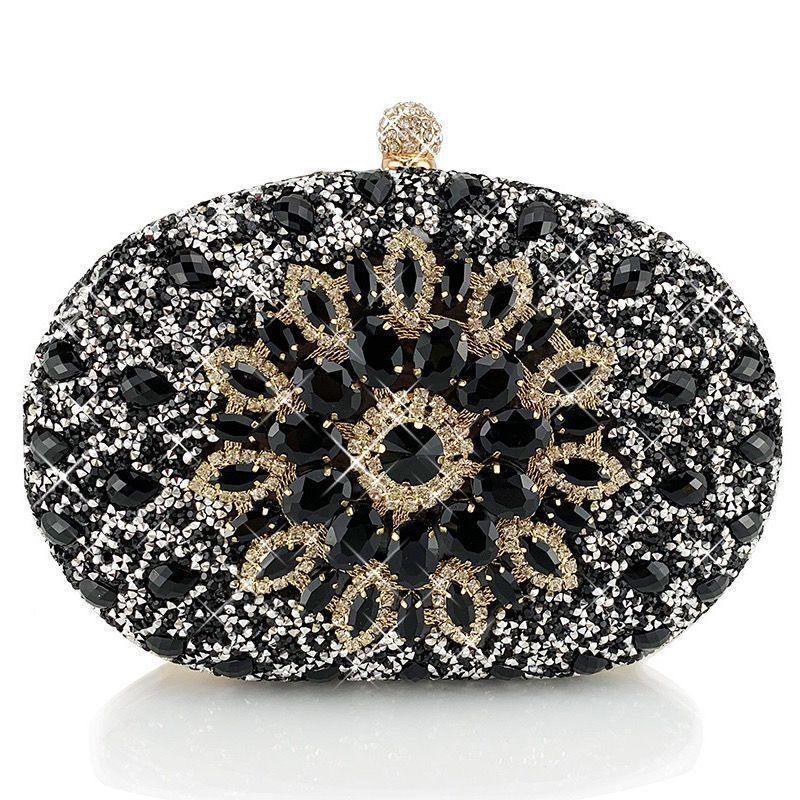 Shell full of diamonds glitter glass rhinestones wedding banquet dinner bag 736519933092 - COCOMELODY