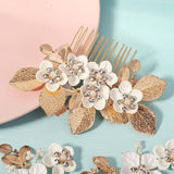 Vintage Leaf Flower hairpin set Bridal Wedding Headwear Handmade Hairpin and comb 771959289349 - COCOMELODY
