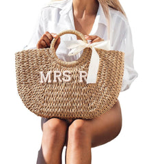English letters Bride Mrs Straw bag wedding Bride bachelor party honeymoon 787587608952 - COCOMELODY