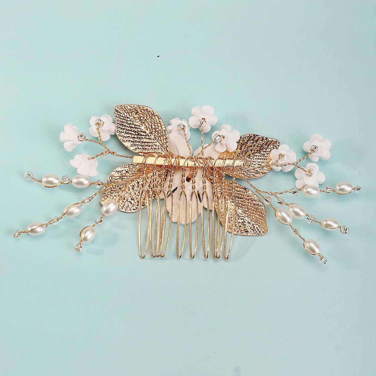 Bridal headwear Hairpin comb Wedding party wedding photo hairpin white polymer clay flower hair comb 768293185702 - COCOMELODY