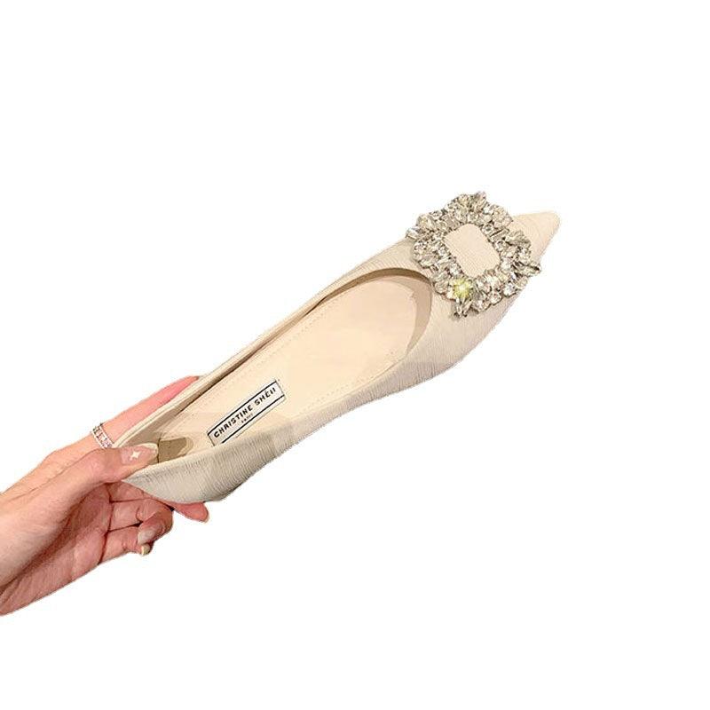 Rhinestone Pointy Flat Shoes 707106912708 - COCOMELODY