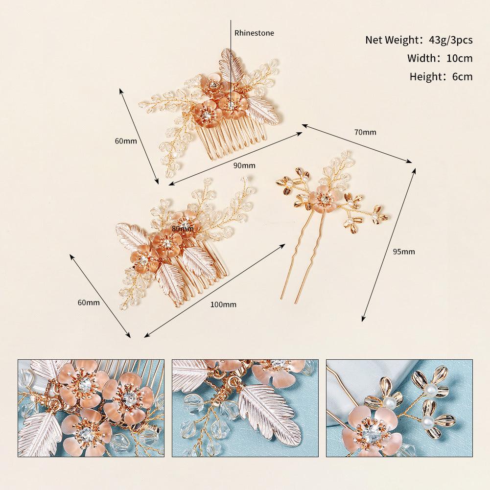 Bridal Accessories Hairpin Hair set Handmade crystal flower hair comb Pearl comb 643477798259 - COCOMELODY