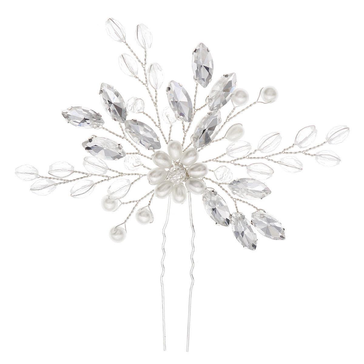 Bridal hairpin Wedding hairpin Handmade rhinestone pearl hairpins 788503768124 - COCOMELODY