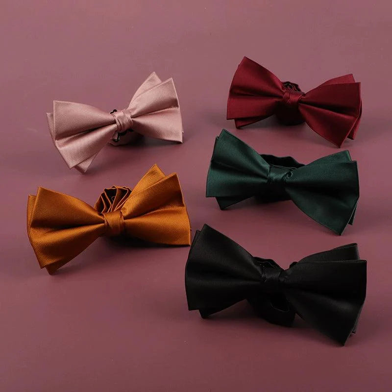 Men's 2-Piece Elastic Silk Like Satin Bow Ties Pocket Square 641989567542 - COCOMELODY