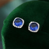 Color small square diamond earrings nail zircon earrings 528019159543 - COCOMELODY