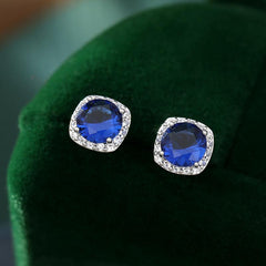 Color small square diamond earrings nail zircon earrings 528019159543 - COCOMELODY