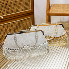 Rhinestone fringe evening bag 788222596906 - COCOMELODY