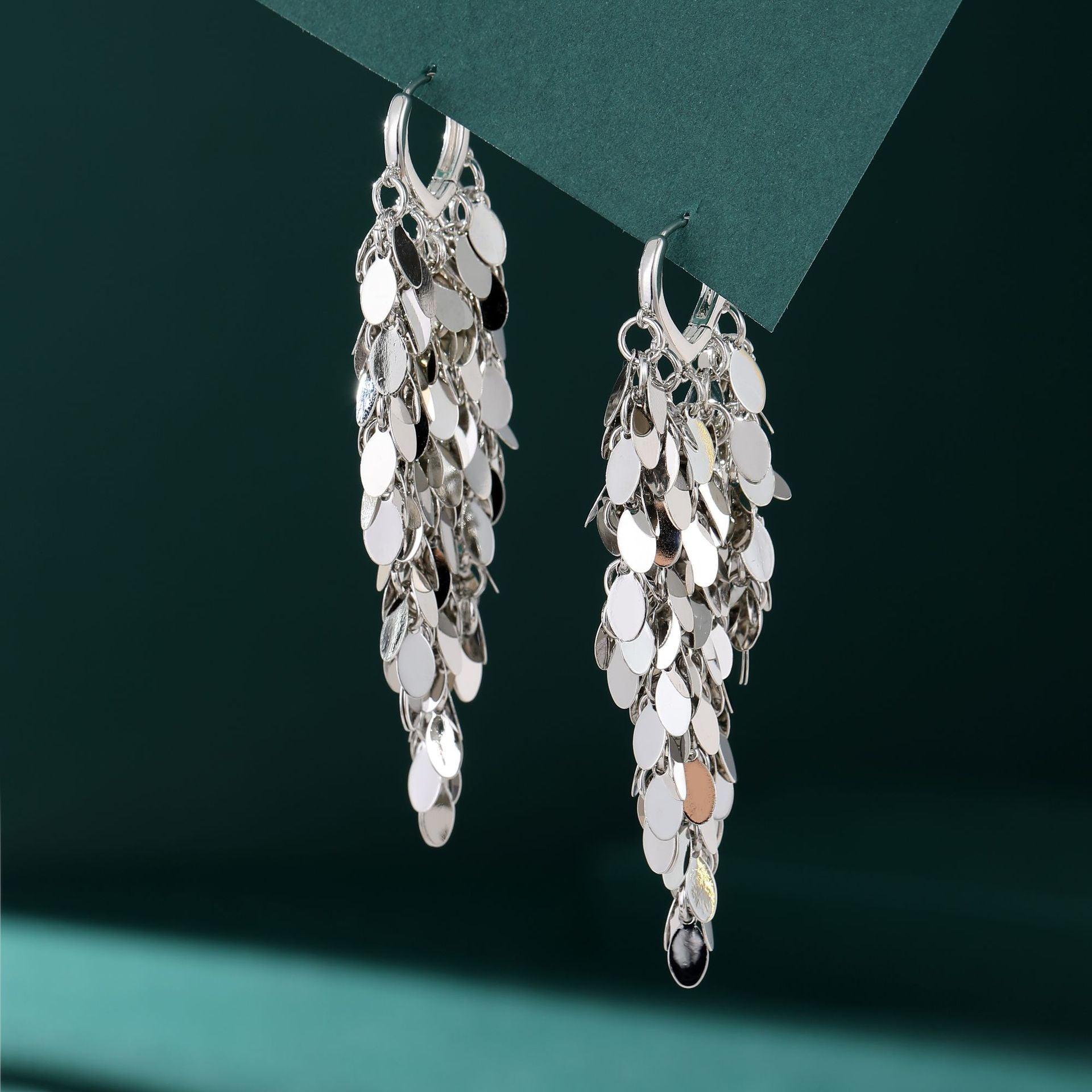 Sequined tassel earrings 716729737869 - COCOMELODY