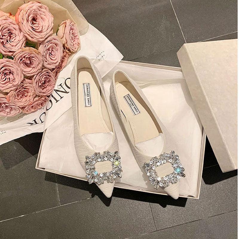 Rhinestone Pointy Flat Shoes 707106912708 - COCOMELODY