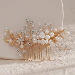 Hand alloy pearl updo bridal hair comb 716261902532 - COCOMELODY