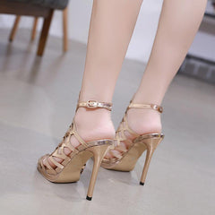 Metallic Pointy Stiletto heel Sandals 635843042313 - COCOMELODY