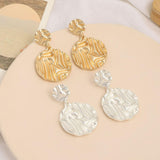 Metallic atmosphere exaggerated earrings Fashion round pattern medium long earrings 677325329302 - COCOMELODY