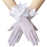 Mesh Gloves Hand-Decorated Lace Lace Bow Short Style Gloves 670423584870 - COCOMELODY