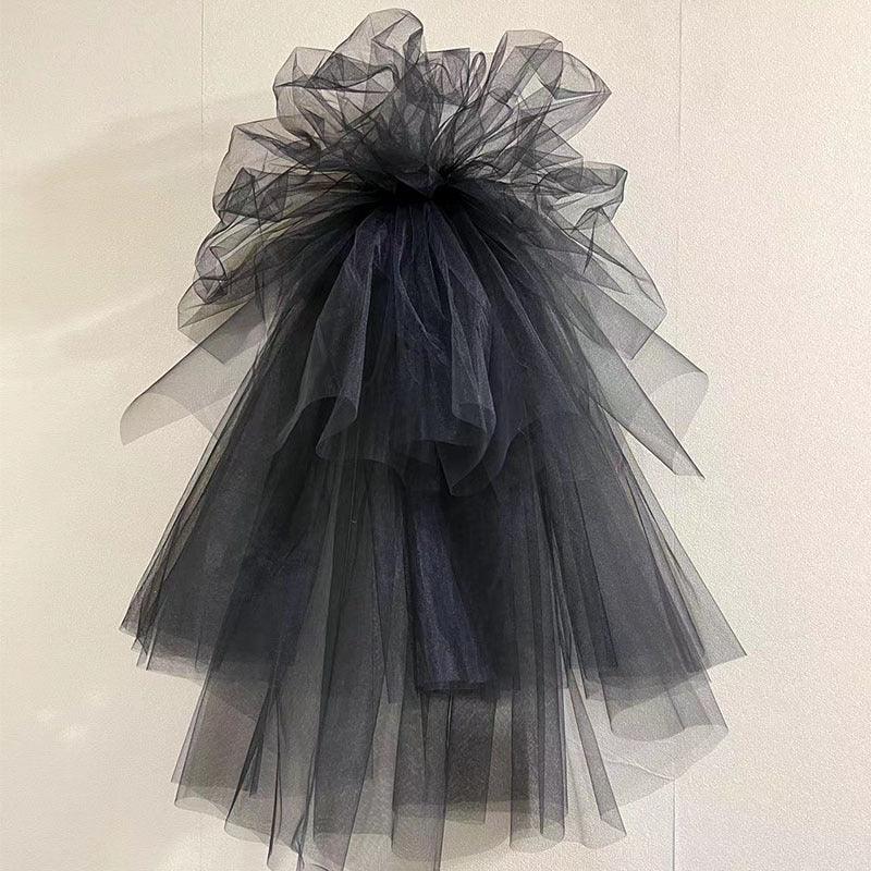 Wedding Headwear Pommel Gauze Black Styling Gauze Gothic Style 740756682227 - COCOMELODY