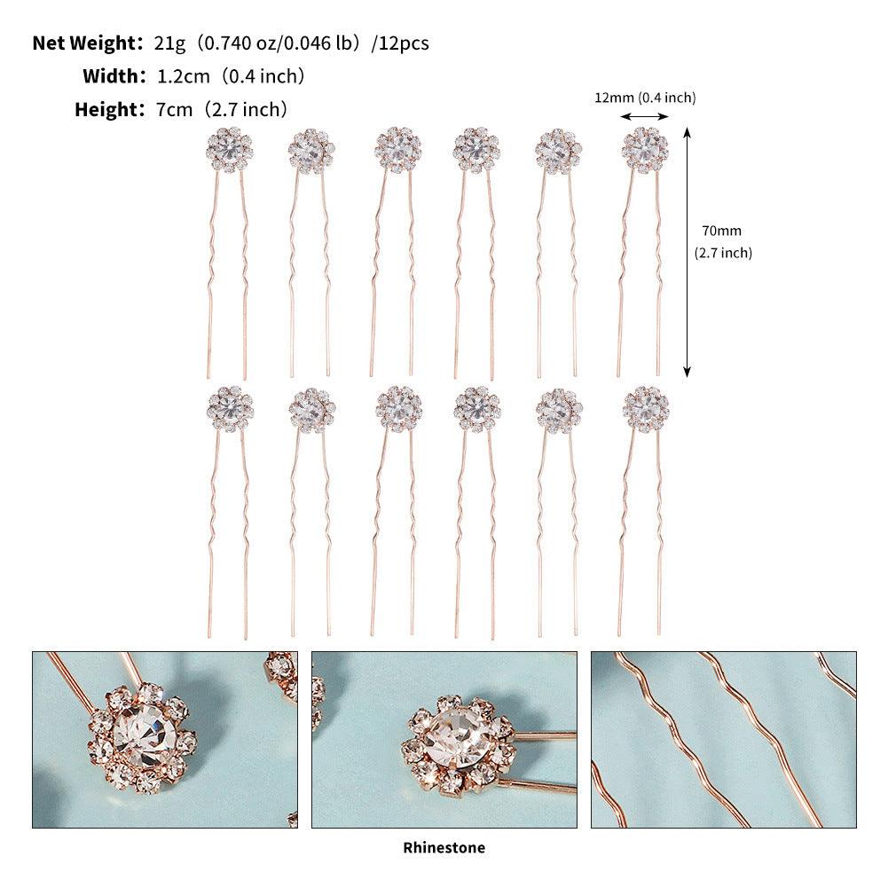 Rhinestone hairpin Light luxury deluxe bridal hairpin for women Hairpin accessory Sun flower hairpin set 768734557147 - COCOMELODY