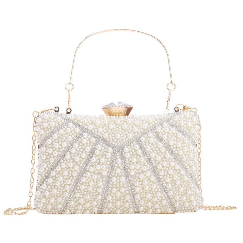 Pearl and diamond banquet clutch dress evening bag 823414689997 - COCOMELODY