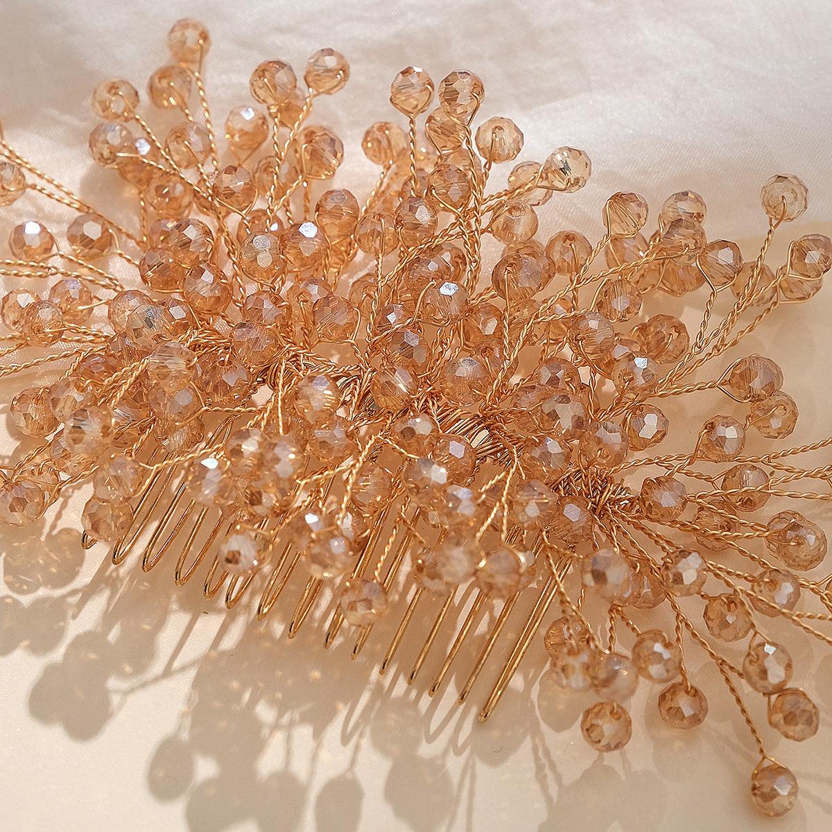 Bridal headwear Handmade crystal hair comb Wedding dress updo accessories Luxury and beautiful hair comb 756137741353 - COCOMELODY