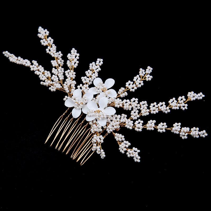 Gold Leaf Updo Hair Comb Handmade Bride Crown Headpiece Flower hair comb bridal accessories 771680467137 - COCOMELODY