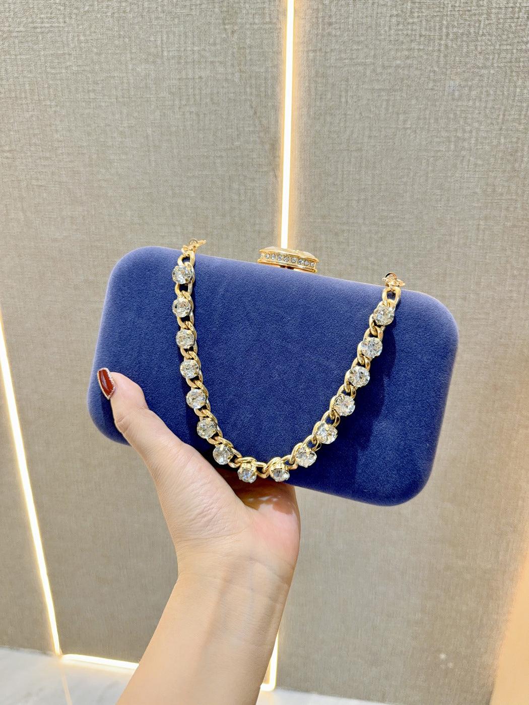 Evening clutch bag diamond-encrusted suede bag Dinner bag Women's crossbody bag 778944030967 - COCOMELODY