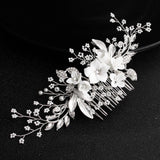 Pearl beaded hair comb Handmade ceramic flower comb 589015686895 - COCOMELODY