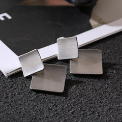 Simple square geometry alloy earrings Fashion light luxury all-in-one women's ear clips 720384731306 - COCOMELODY