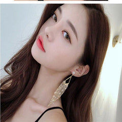 Exaggerated long tassel earrings Fashion geometric drop earrings 731620746741 - COCOMELODY