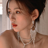 Fancy dress earrings full of drill drops tassel earrings 731767355368 - COCOMELODY