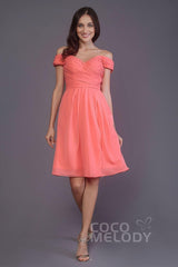 Sheath-Column Knee Length Short Bridesmaid Dress PR3485 - COCOMELODY