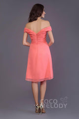Sheath-Column Knee Length Short Bridesmaid Dress PR3485 - COCOMELODY