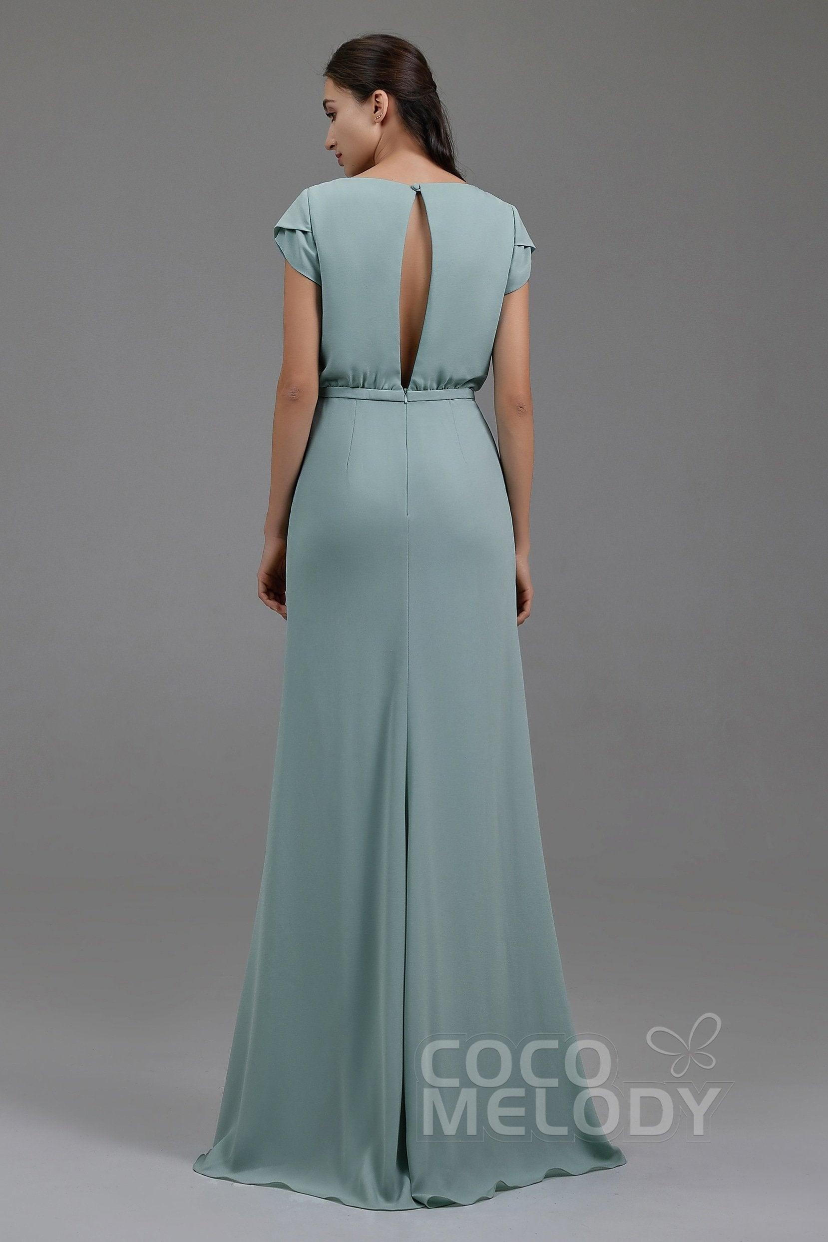 Sheath-Column Floor Length Chiffon Dress PR3607CR - COCOMELODY