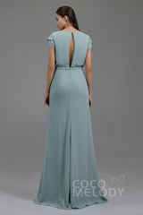 Sheath-Column Floor Length Chiffon Dress PR3607CR - COCOMELODY