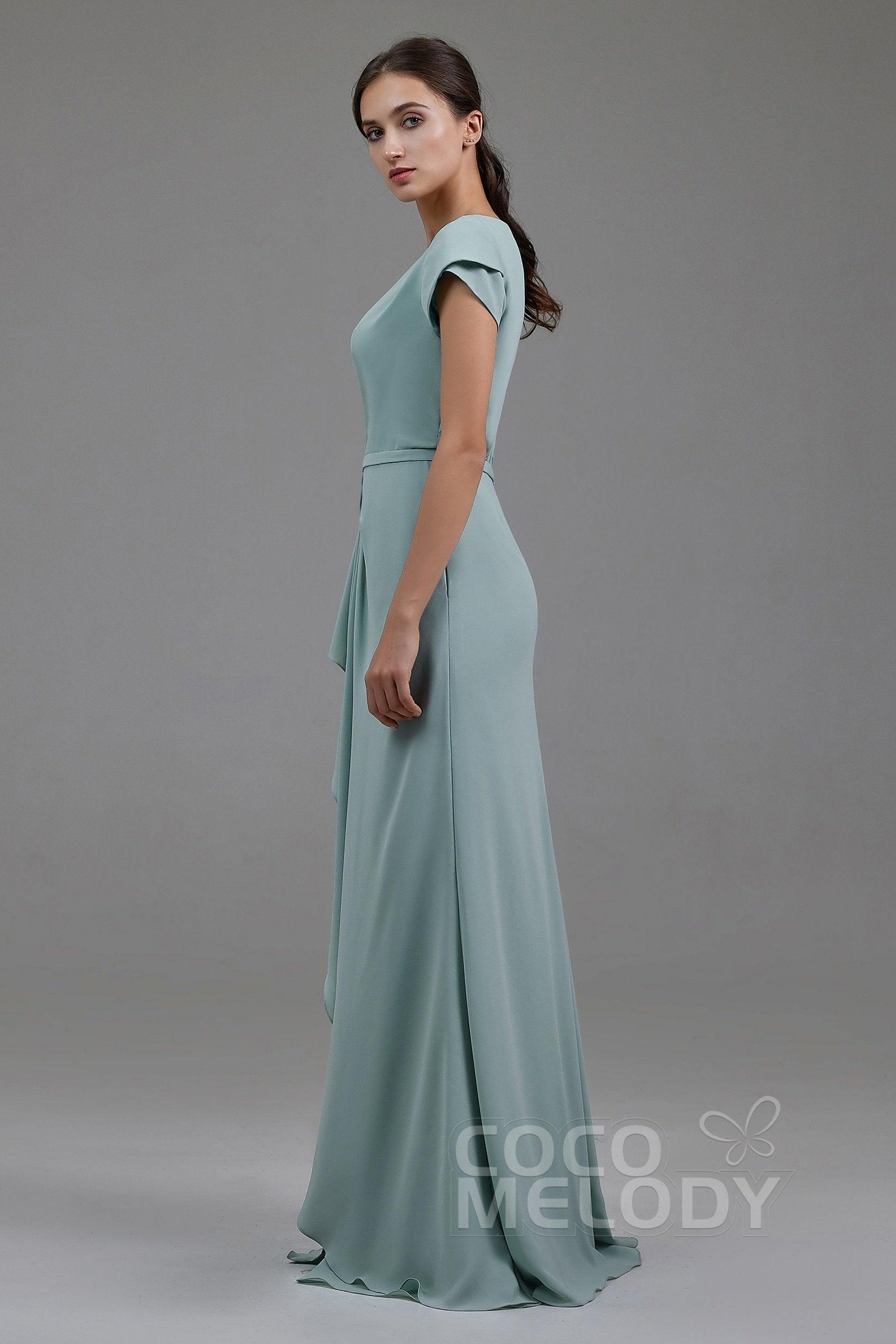 Sheath-Column Floor Length Chiffon Dress PR3607CR - COCOMELODY