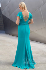 Trumpet-Mermaid Floor Length Chiffon Dress PR3609CR - COCOMELODY