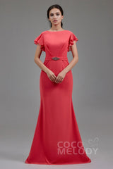 Trumpet-Mermaid Floor Length Chiffon Dress PR3609CR - COCOMELODY