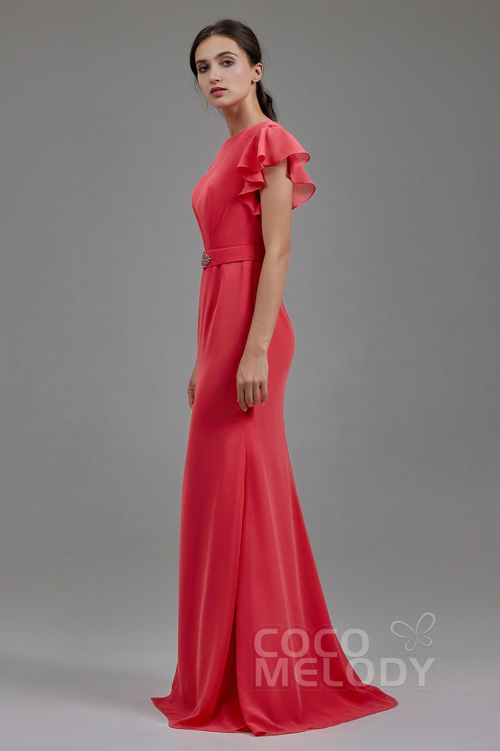 Trumpet-Mermaid Floor Length Chiffon Dress PR3609CR - COCOMELODY