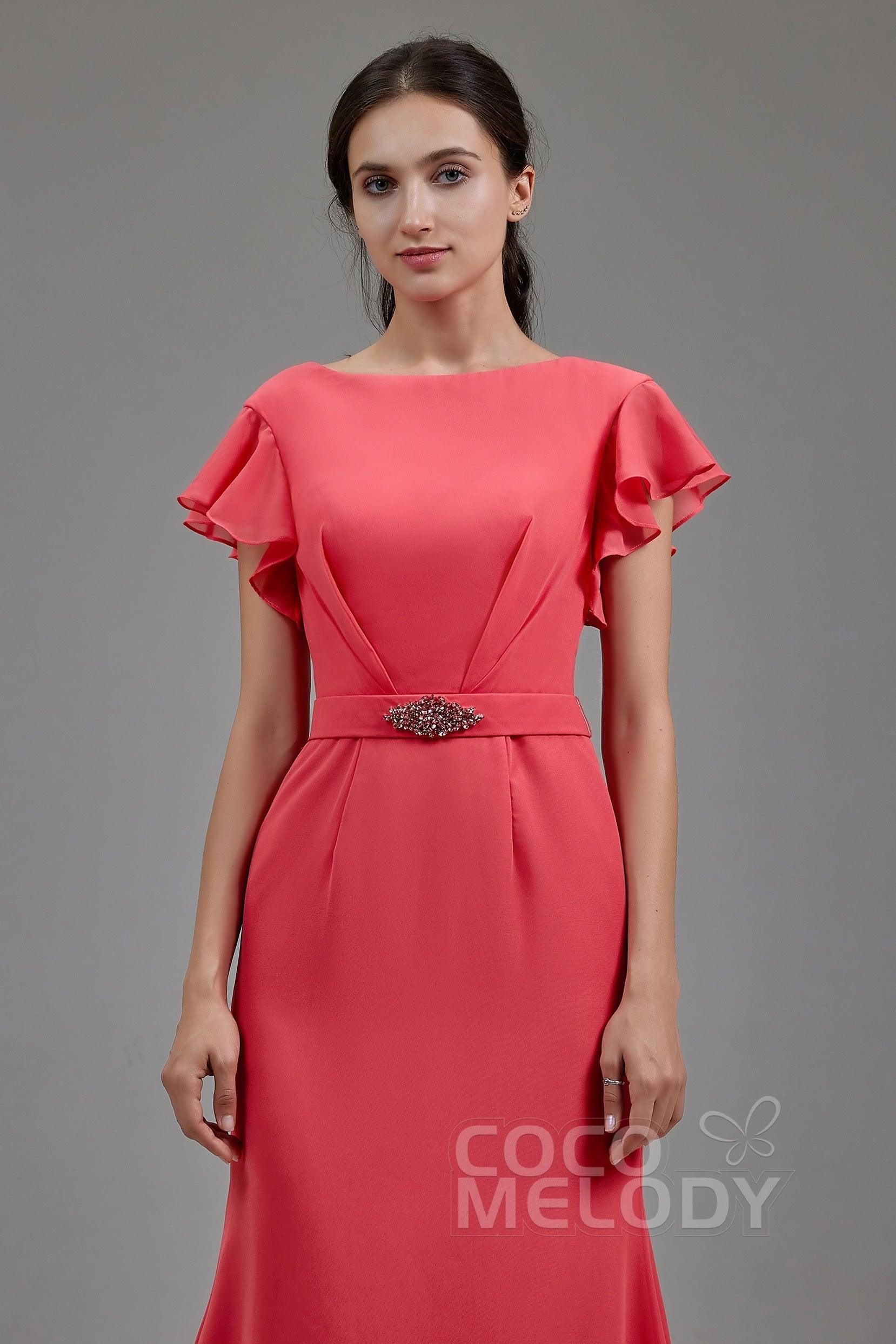 Trumpet-Mermaid Floor Length Chiffon Dress PR3609CR - COCOMELODY