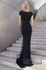 Mermaid Sweep-Brush Train Knitted Fabric Dress PR3621CR - COCOMELODY