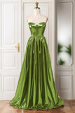 A-Line Sweep-Brush Train Hot Stamping Cloth Prom Dress CS0446 - COCOMELODY