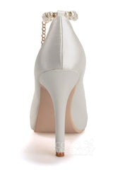 High Heel 11cm Heel Satin Peep Toe Bridal Shoes SWS16006 - COCOMELODY