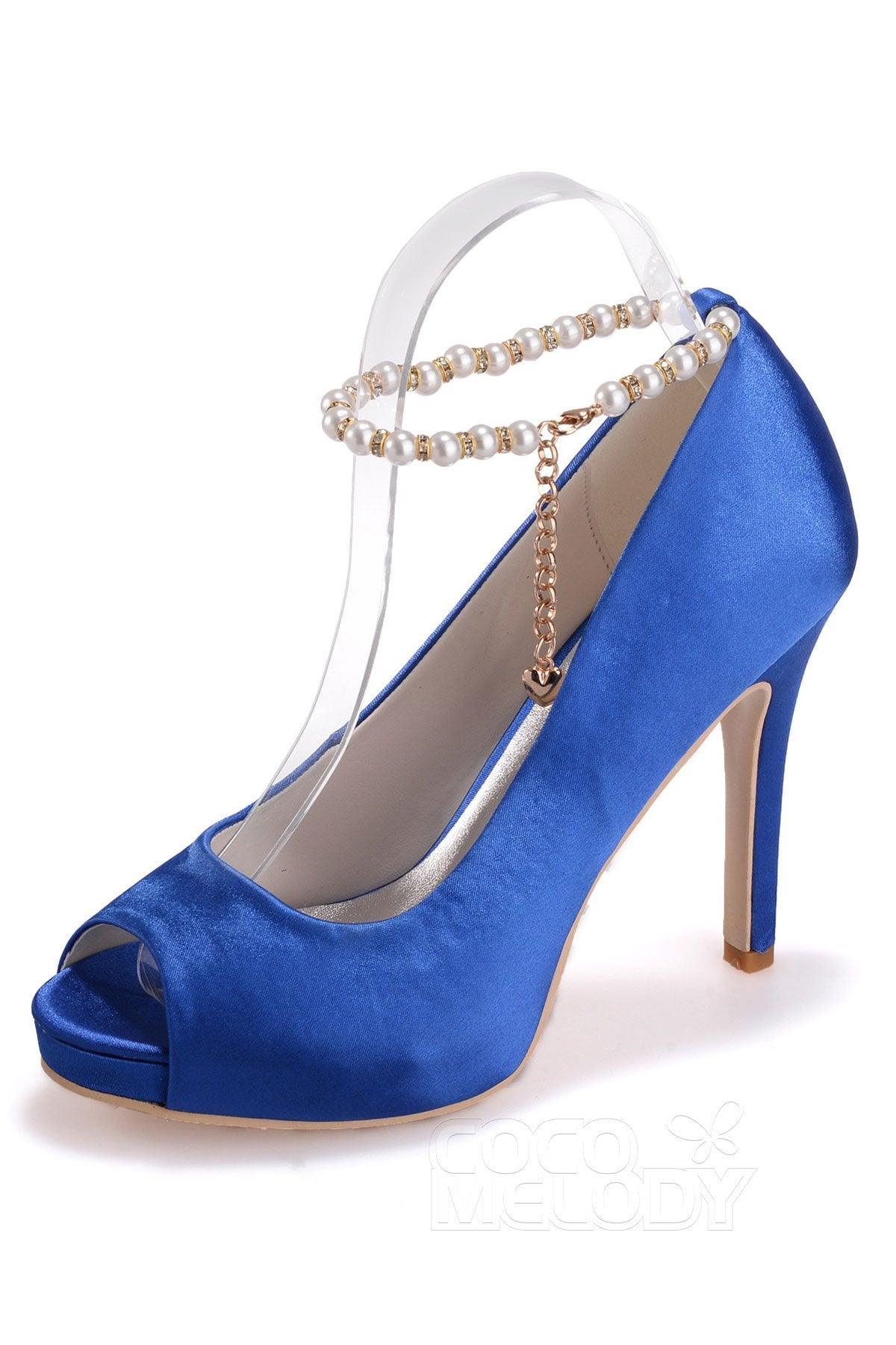 High Heel 11cm Heel Satin Peep Toe Bridal Shoes SWS16006 - COCOMELODY