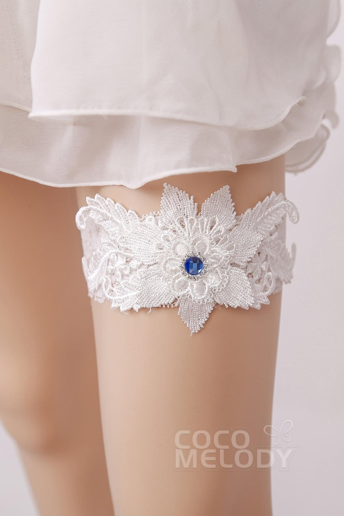 Lace Wedding Garter with Diamond WD17002 - COCOMELODY