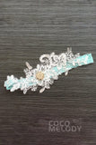 Lace Wedding Garter with Diamond and Pearls WD17013 - COCOMELODY