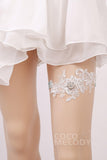 Lace Wedding Garter with Diamond and Pearls WD17013 - COCOMELODY